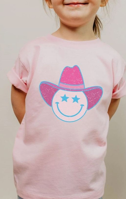 Cowboy Smiley Pink Youth Tee