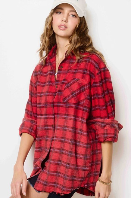 Red Ombre Plaid Flannel