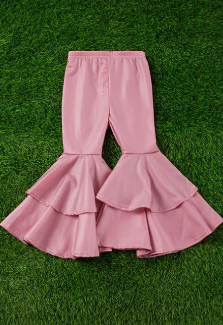 Girls' Blush Faux Leather Double Layer Bell Bottoms
