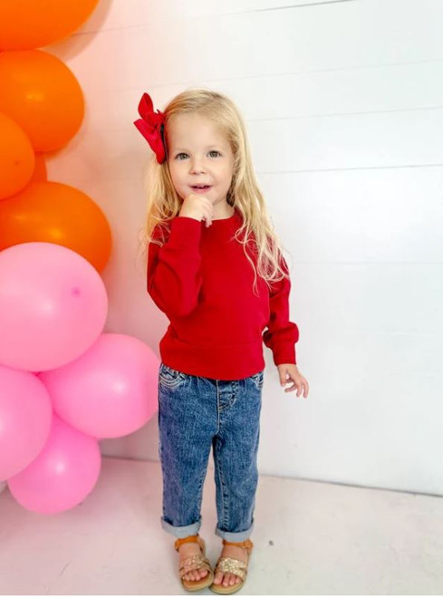 Girls' Red Crop Sweatshirt