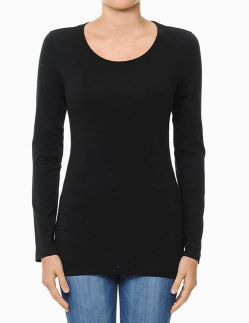 Black Round Neck Long-sleeve Tee