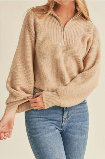 Khaki Half Zip Sweater