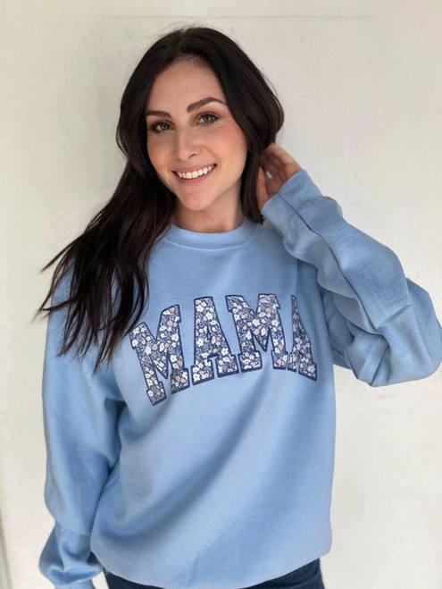 Light Blue Floral Mama Sweatshirt
