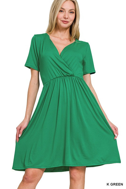 Kelly Green Surplice Dress