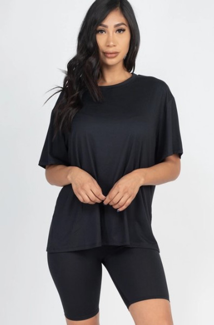 Black Oversize Top & Biker Shorts