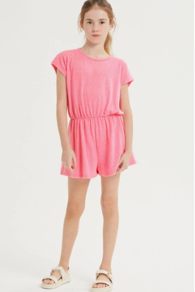 Girls' Neon Pink Romper