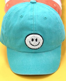 Happy Face Turquoise Mineral Wash Hat