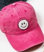 Happy Face Fuchsia Mineral Wash Hat