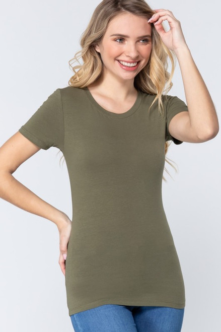 Olive Green Crewneck Short-sleeve Tee