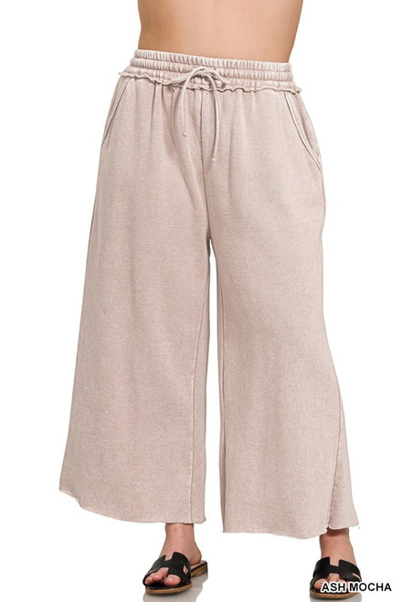 Ash Mocha Mineral Wash Plus Cropped Pants