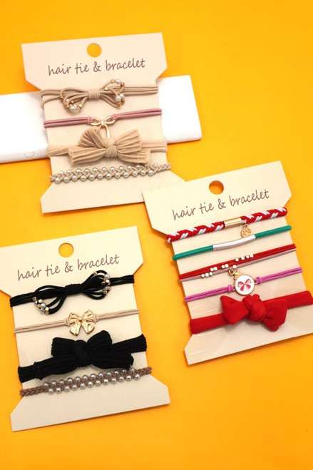 Bowknot Bracelet Hair Tie Set