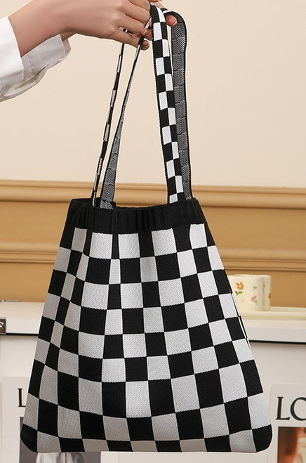Black and White Checkered Tote Bag