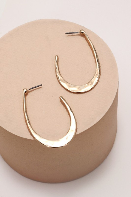 Hammered U Gold Hoop Earrings