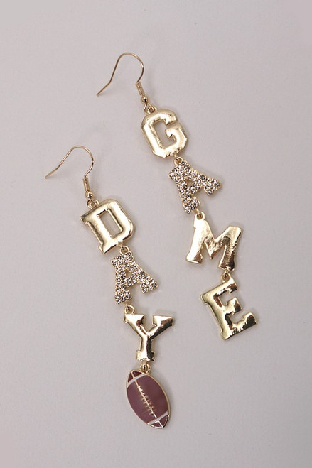 Game Day Football Gold Earrings