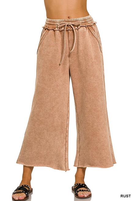Rust Mineral Wash Cropped Pants