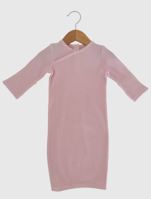 Organic Blush Waffle Baby Gown