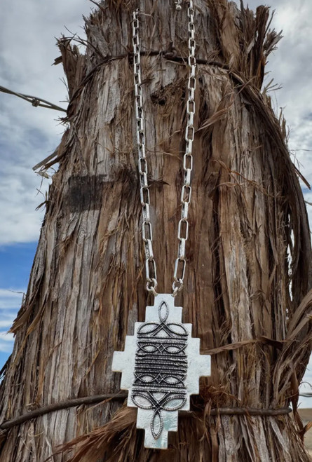 Boot Stitch Silver Necklace