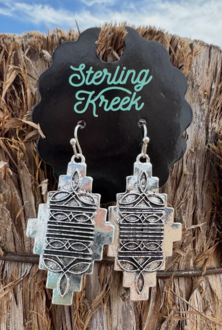 Boot Stitch Silver Earrings