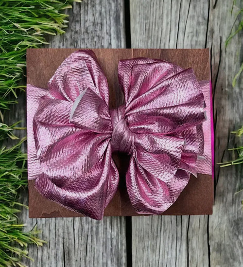 Infant Girls' Metallic Pink Big Bow Headband