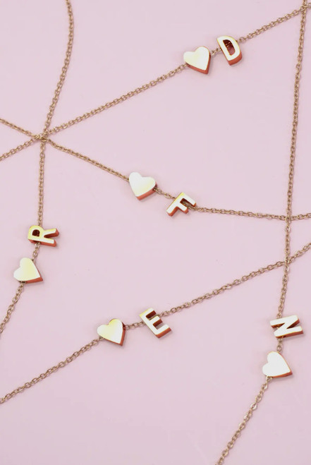 Gold Heart Dainty Initial Necklace
