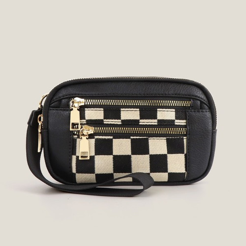 Black Checkered Wristlet Wallet