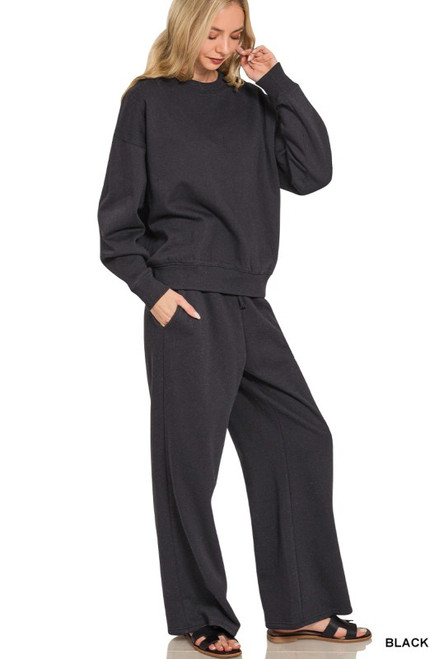 Black Fleece Pullover & Sweatpants Set
