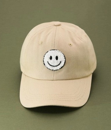 Happy Face Beige Mineral Wash Hat