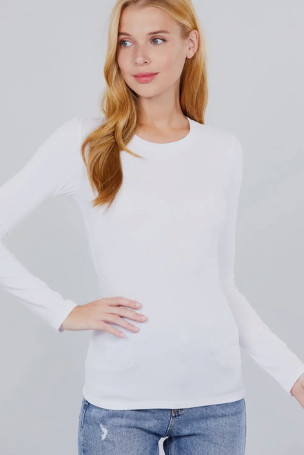 White Long Sleeve Crewneck Top