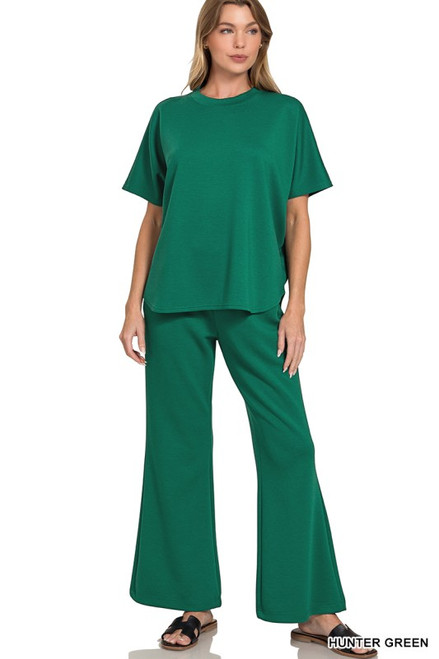 Hunter Green Curbed Hem Top & Pants Set