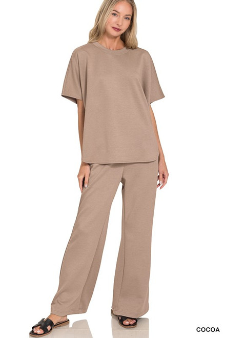 Cocoa Curbed Hem Top & Pants Set