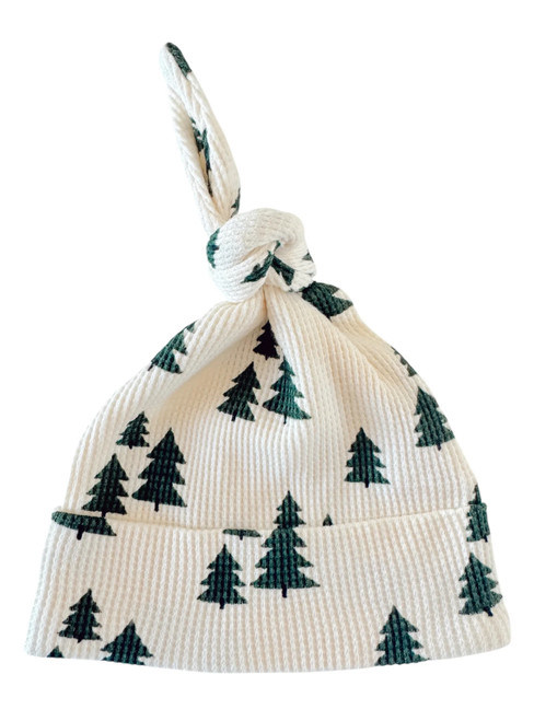 Forest Green Trees Organic Waffle Knot Beanie