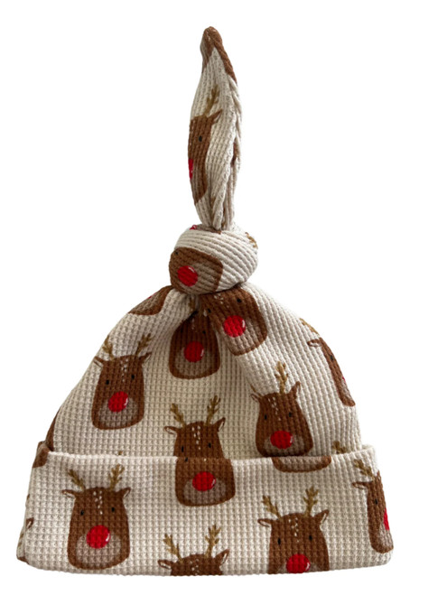 Reindeer Organic Waffle Knot Beanie