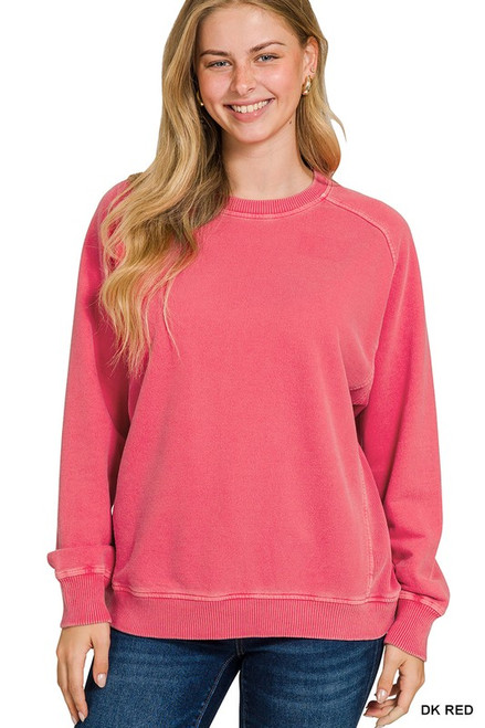 Dark Red French Terry Pullover