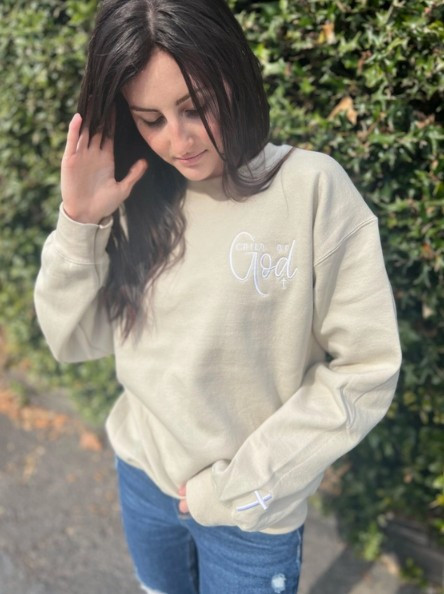 Child of God Sand Embroidered Sweatshirt