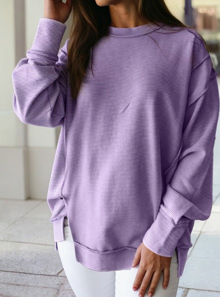 Lavender Ribbed Baggy Pullover