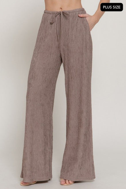 Mocha Crinkle Knit Plus Pants