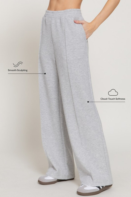 Heather Grey Soft Modal Wide Leg Pants