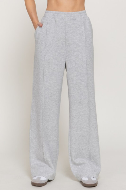 Heather Grey Soft Modal Wide Leg Pants