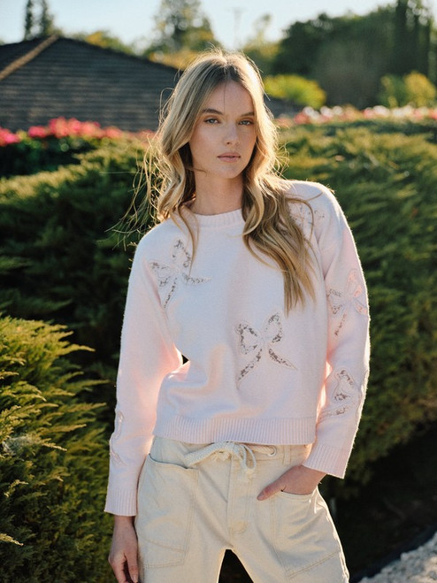 Light Pink Lace Bows Sweater