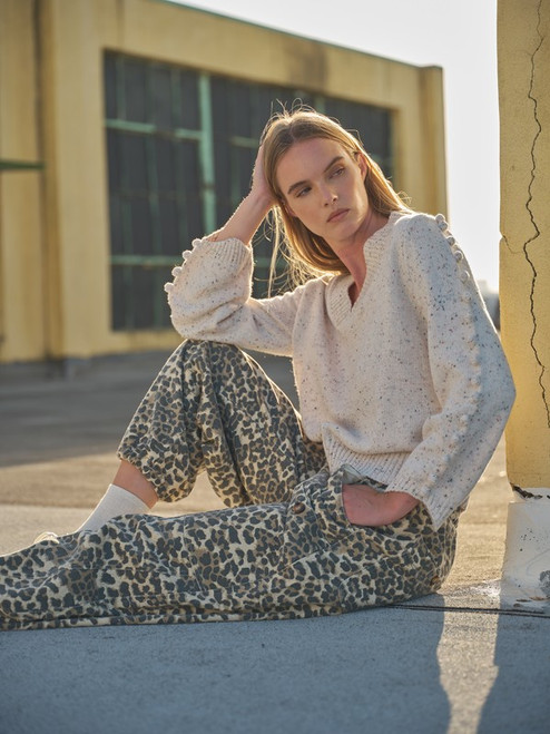 Leopard Print Drawstring Cropped Pants