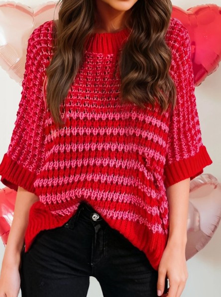 Red & Pink Crochet Sweater