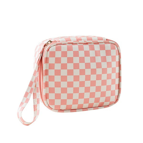 Pink & White Checker Cosmetic Bag