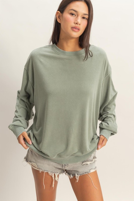 Sage Green Mineral Wash Sweatshirt
