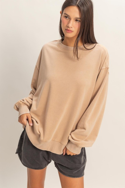 Dark Taupe Mineral Wash Sweatshirt