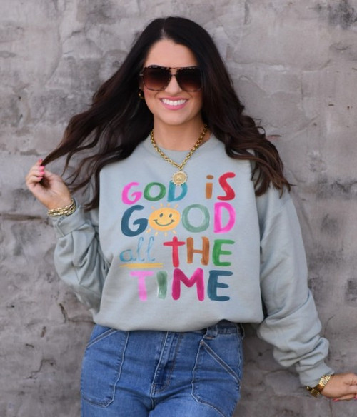 God is Good Watercolor Sage Sweatshirt