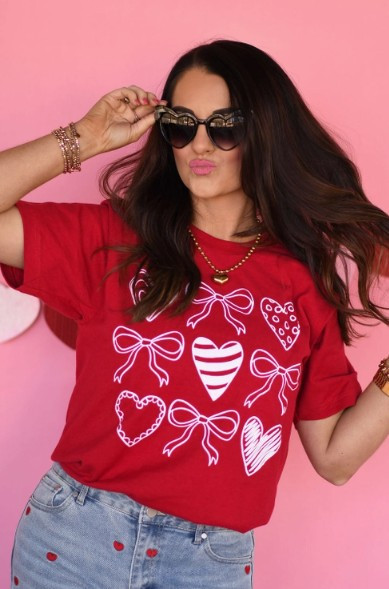 Bows & Hearts Red Tee