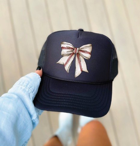 Baseball Bow Black Trucker Hat