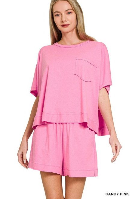 Candy Pink Boxy Top & Shorts Set