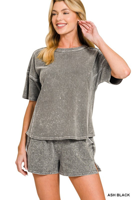 Ash Black Halo Wash Shorts Set