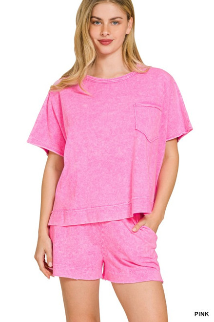 Pink Halo Wash Shorts Set